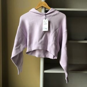 NWT Zara Knit Hoodie in Lilac/Lavender